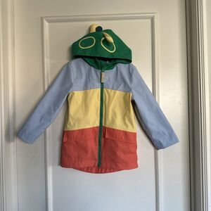 Cat & Jack 3T Caterpillar Rain Coat Jacket Color Block Blue Orange Hood Boys and